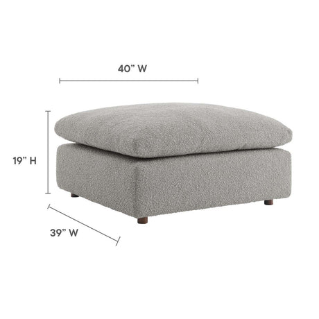 Commix Down Filled Overstuffed Boucle Fabric Ottoman - BUILDMYPLACE
