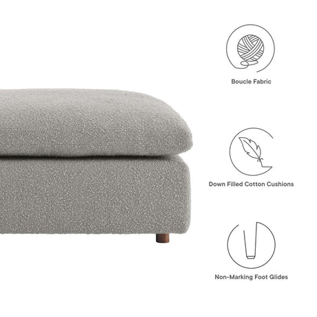 Commix Down Filled Overstuffed Boucle Fabric Ottoman - BUILDMYPLACE