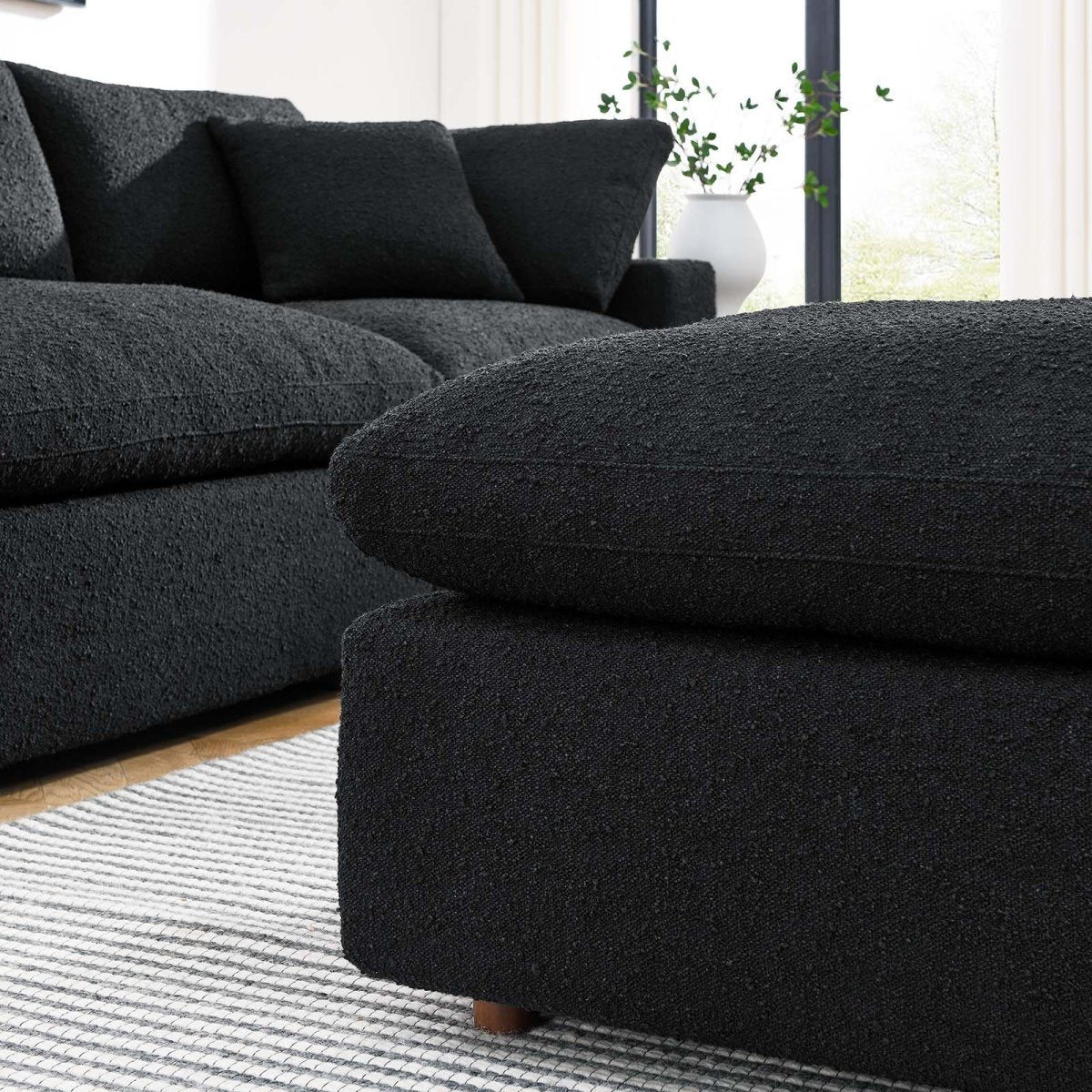 Commix Down Filled Overstuffed Boucle Fabric Ottoman - BUILDMYPLACE