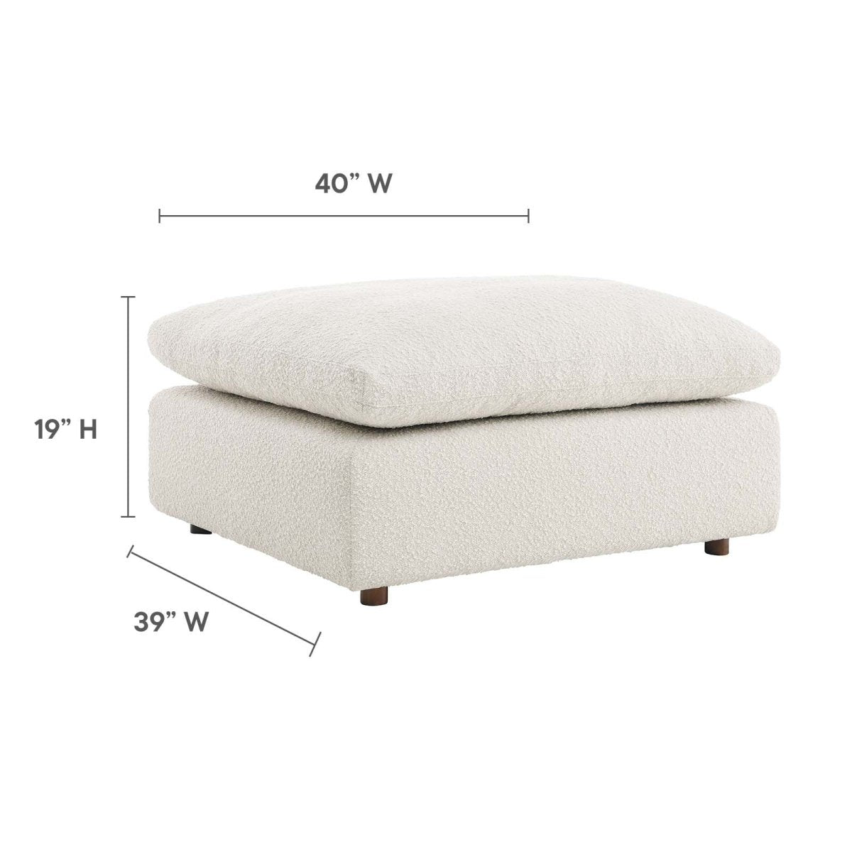 Commix Down Filled Overstuffed Boucle Fabric Ottoman - BUILDMYPLACE