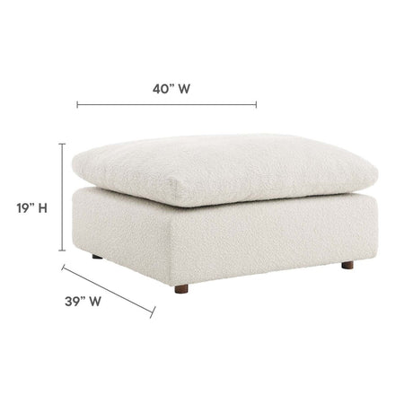 Commix Down Filled Overstuffed Boucle Fabric Ottoman - BUILDMYPLACE