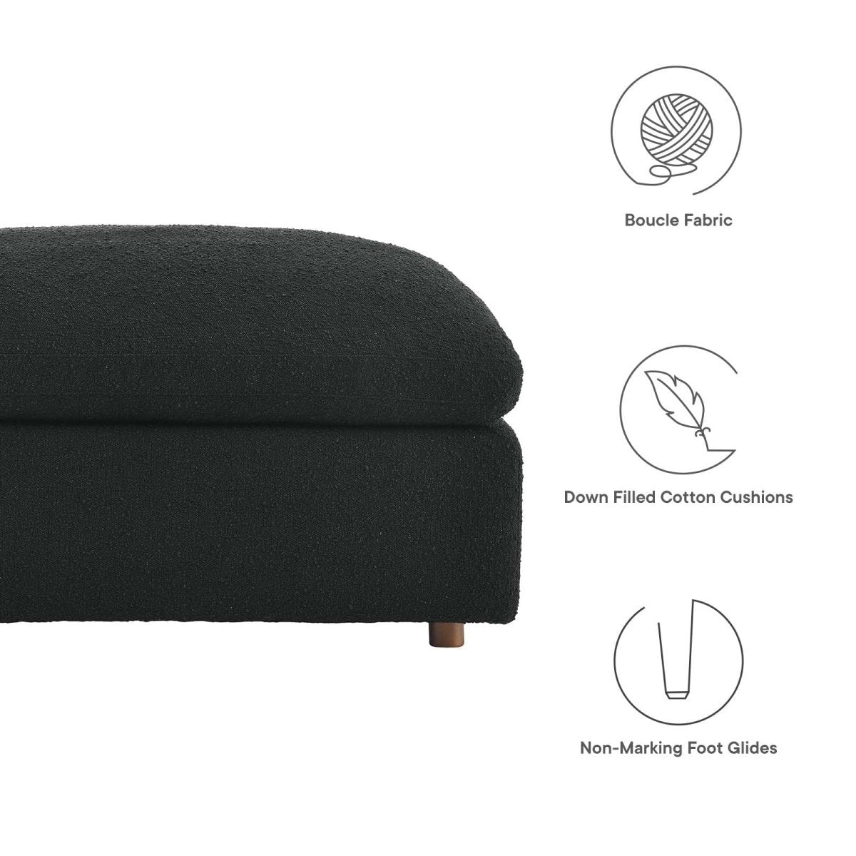 Commix Down Filled Overstuffed Boucle Fabric Ottoman - BUILDMYPLACE