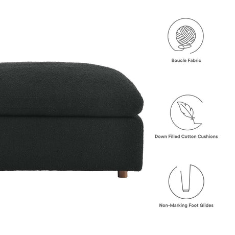 Commix Down Filled Overstuffed Boucle Fabric Ottoman - BUILDMYPLACE