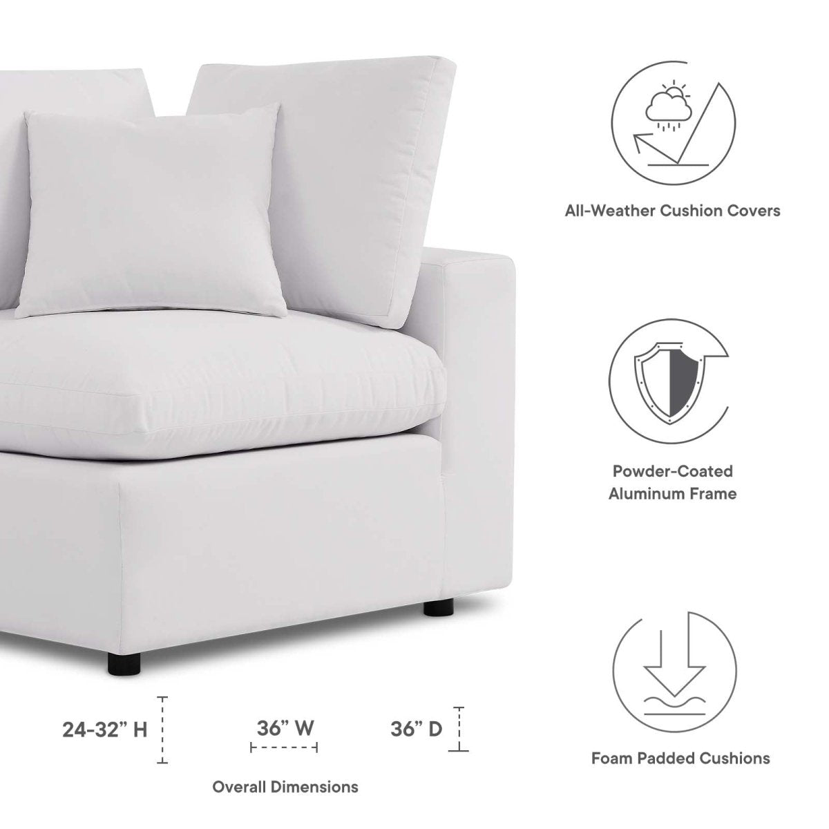 Commix Overstuffed Outdoor Patio Corner Chair - BUILDMYPLACE