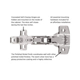 Concealed Hinge 1/2 Inch Overlay Face Frame Self - Close in Polished Nickel - Hickory Hardware - BUILDMYPLACE