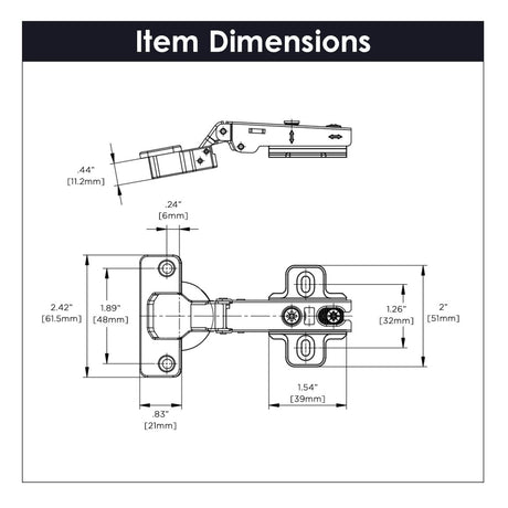 Concealed Hinge Full Overlay Frameless Self - Close in Polished Nickel - Hickory Hardware - BUILDMYPLACE