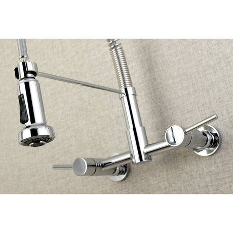 Concord Double Handle Wall Mount Pull - Down Kitchen Faucet - BUILDMYPLACE