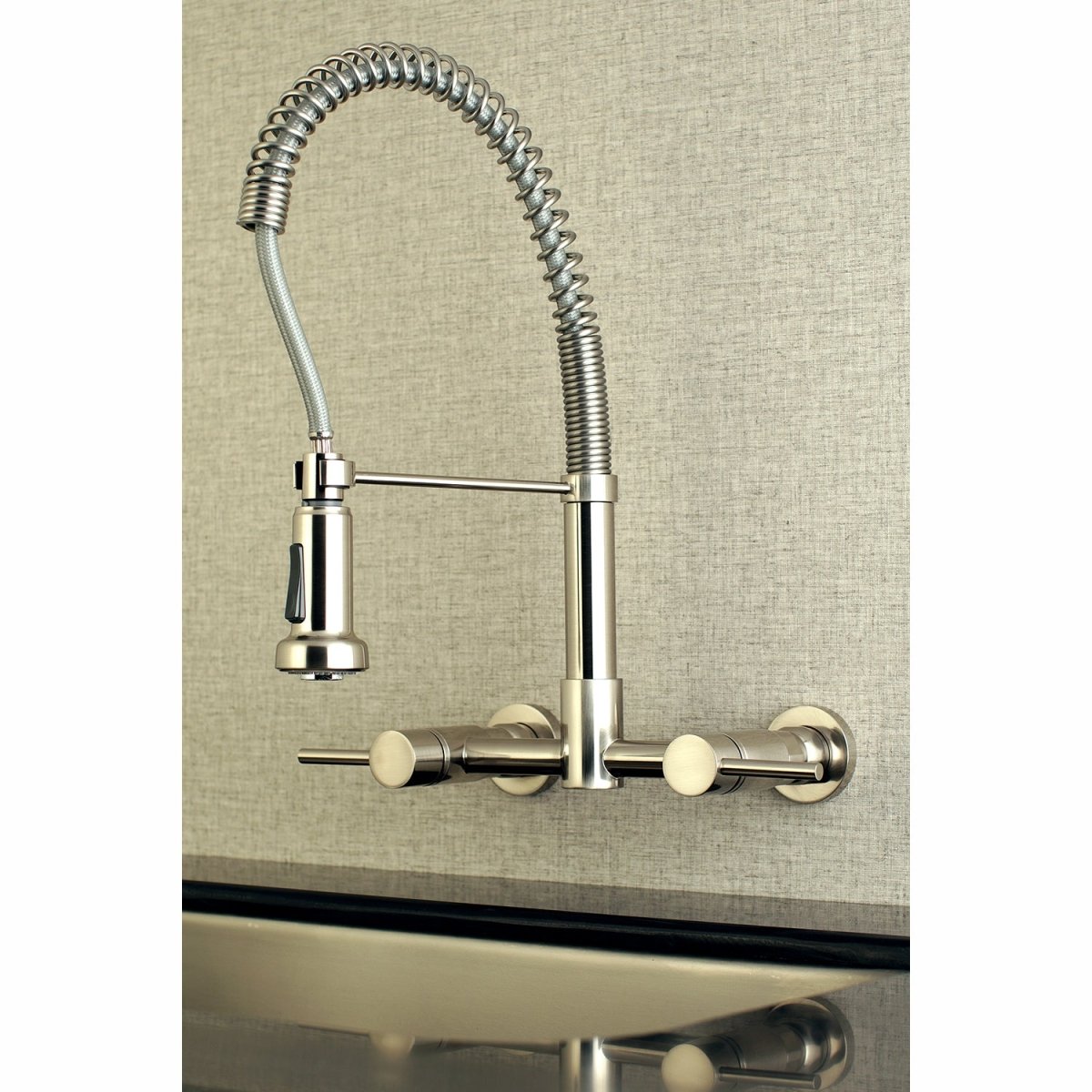 Concord Double Handle Wall Mount Pull - Down Kitchen Faucet - BUILDMYPLACE