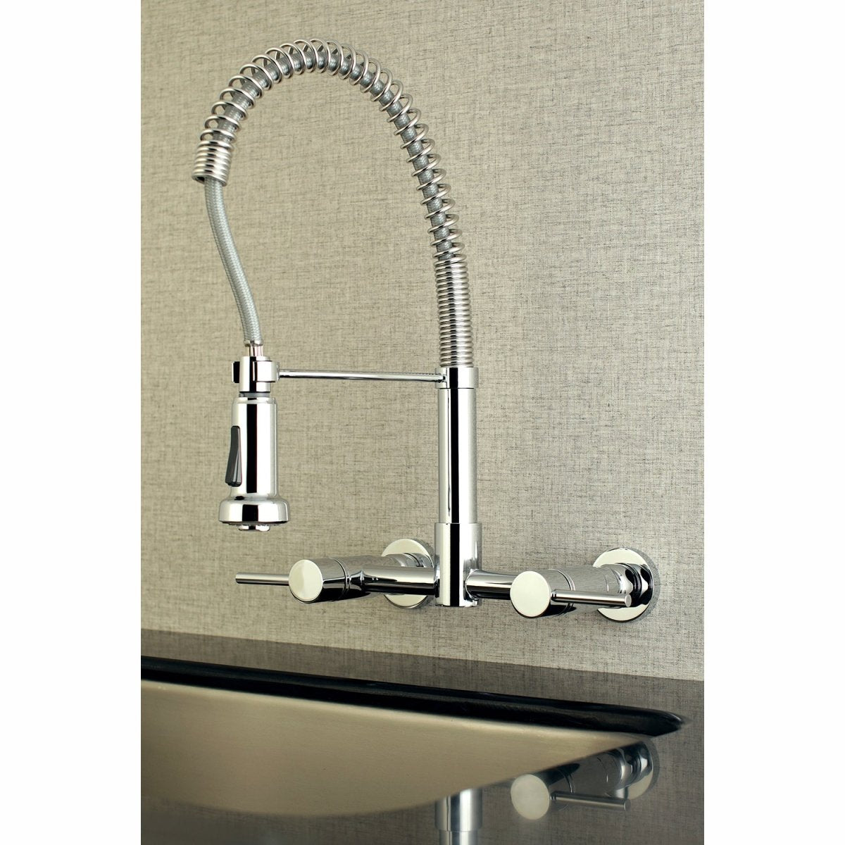 Concord Double Handle Wall Mount Pull - Down Kitchen Faucet - BUILDMYPLACE