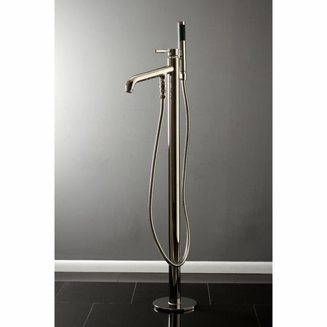 Concord Freestanding Roman Tub Faucet With Hand Shower, 9.5" In Spout Reach - BUILDMYPLACE