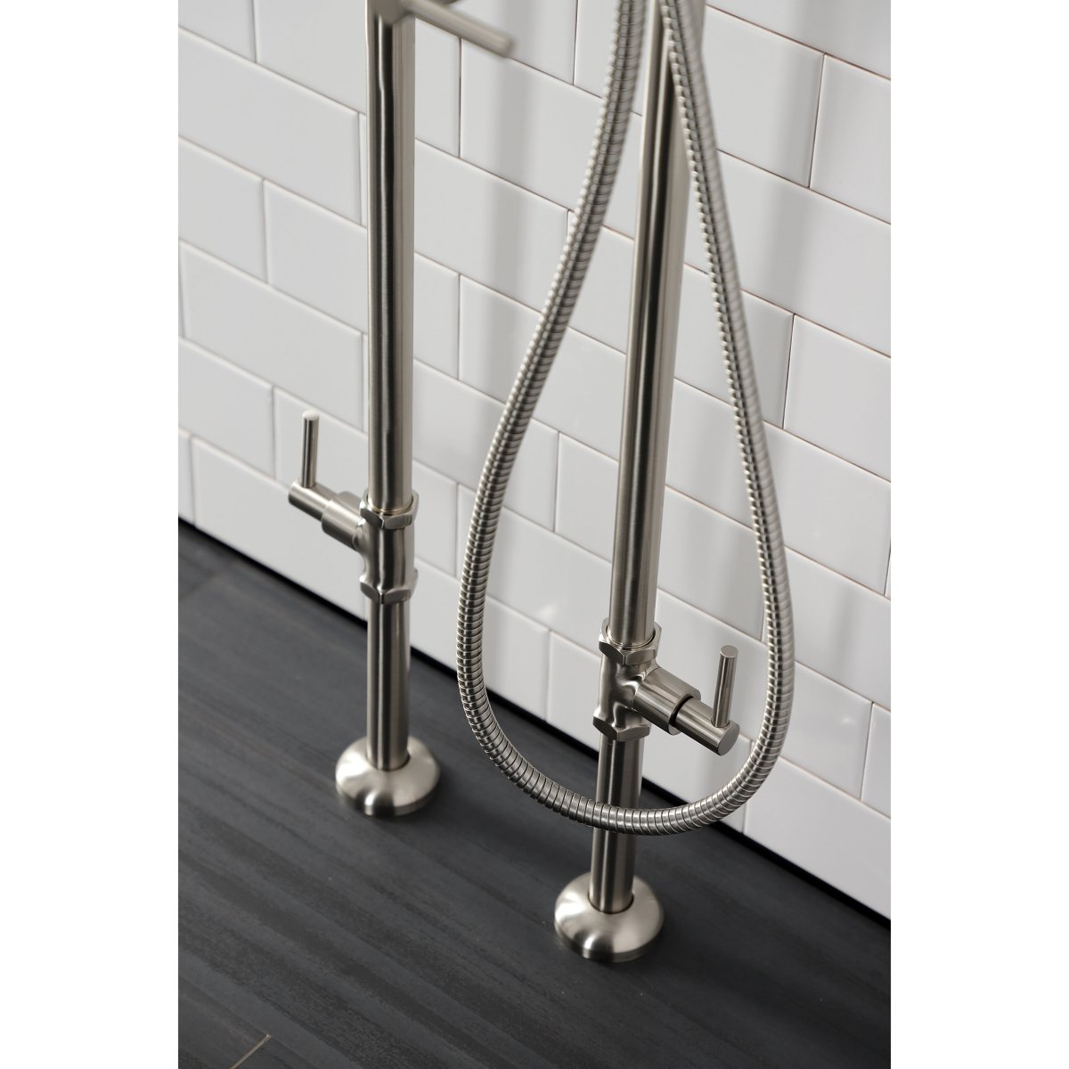 Concord Freestanding Tub Faucet With Supply Line, Stop Valve, Brushed Nickel - BUILDMYPLACE