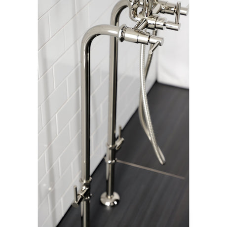 Concord Freestanding Tub Faucet With Supply Line, Stop Valve, Brushed Nickel - BUILDMYPLACE