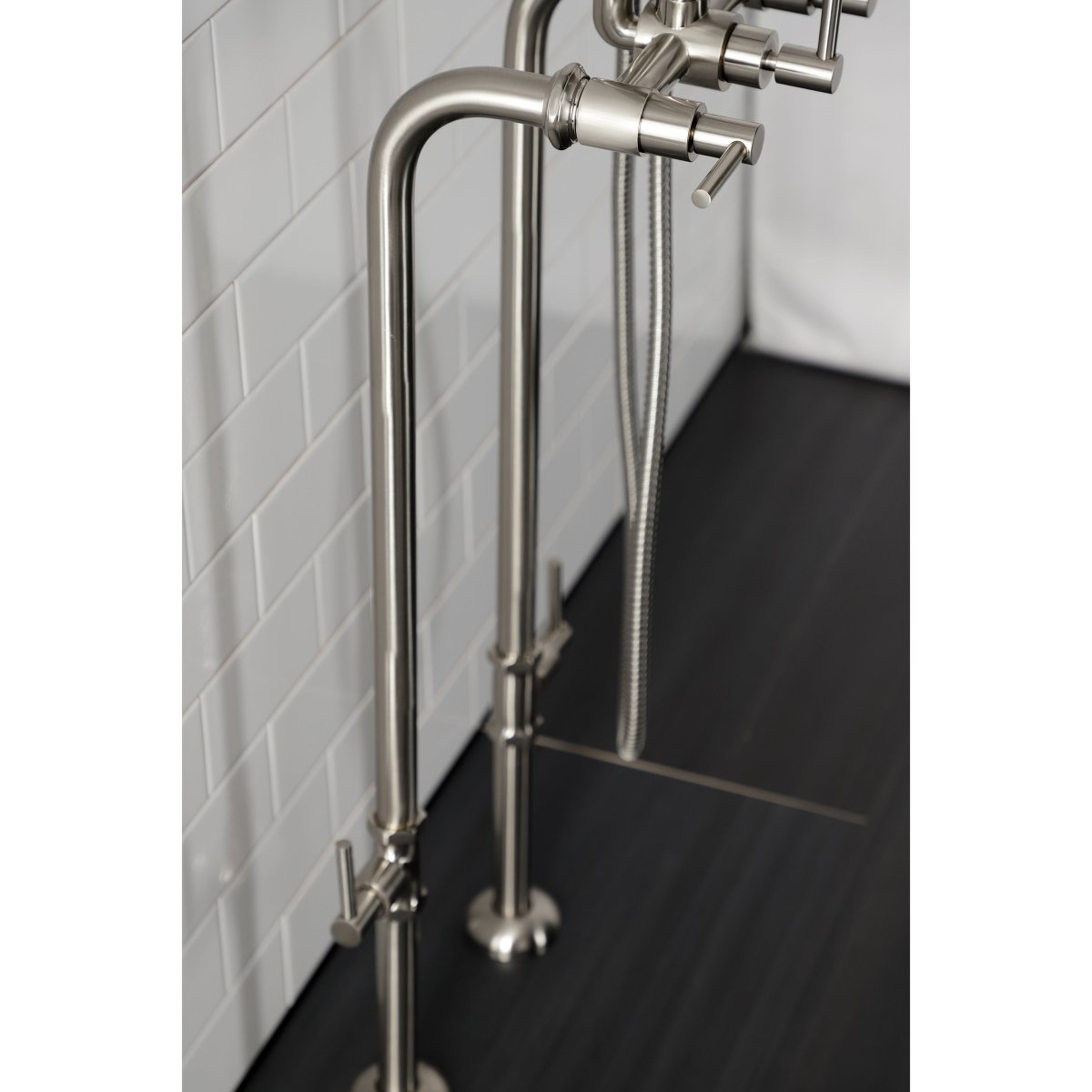 Concord Freestanding Tub Faucet With Supply Line, Stop Valve, Brushed Nickel - BUILDMYPLACE