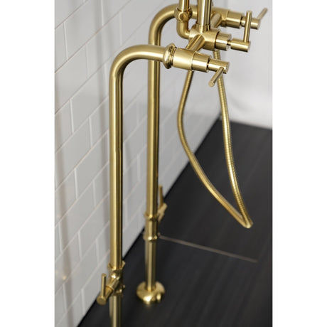 Concord Freestanding Tub Faucet With Supply Line, Stop Valve, Brushed Nickel - BUILDMYPLACE