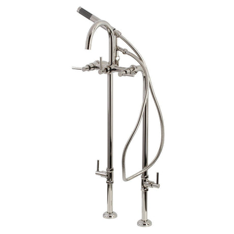 Concord Freestanding Tub Faucet With Supply Line, Stop Valve, Brushed Nickel - BUILDMYPLACE