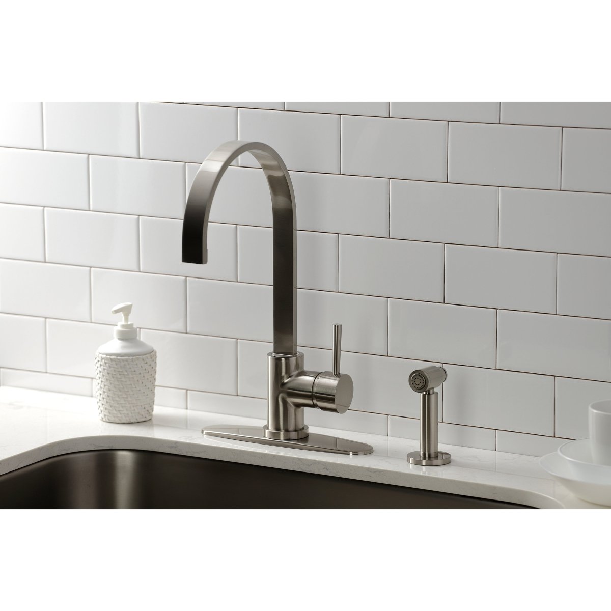 Concord Single Handle Kitchen Faucet With Brass Sprayer - BUILDMYPLACE