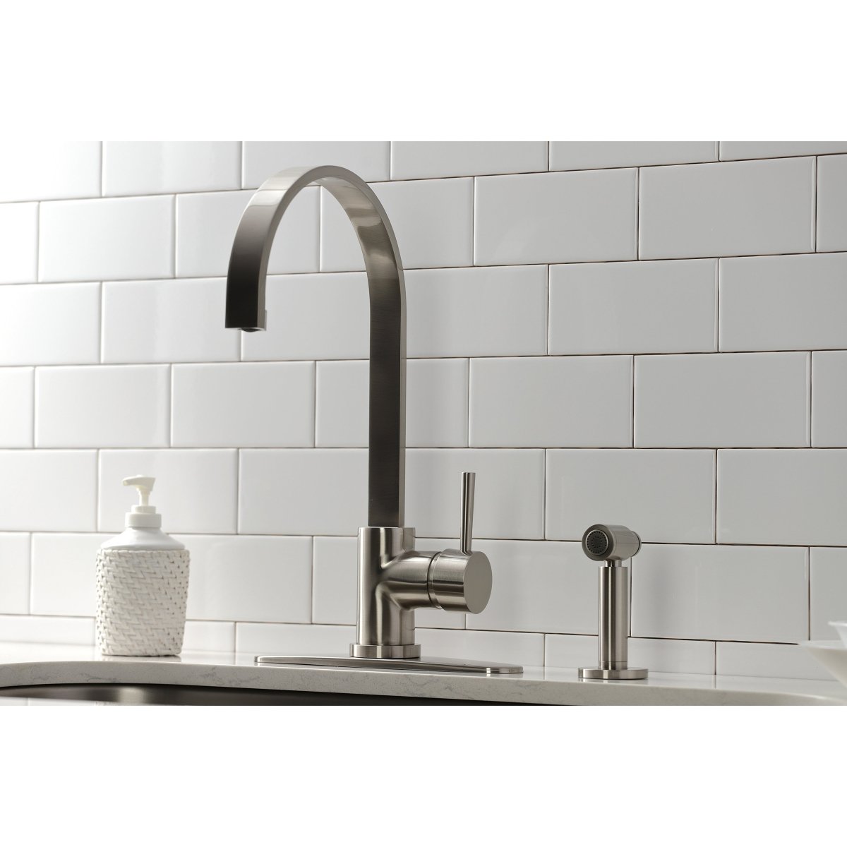 Concord Single Handle Kitchen Faucet With Brass Sprayer - BUILDMYPLACE