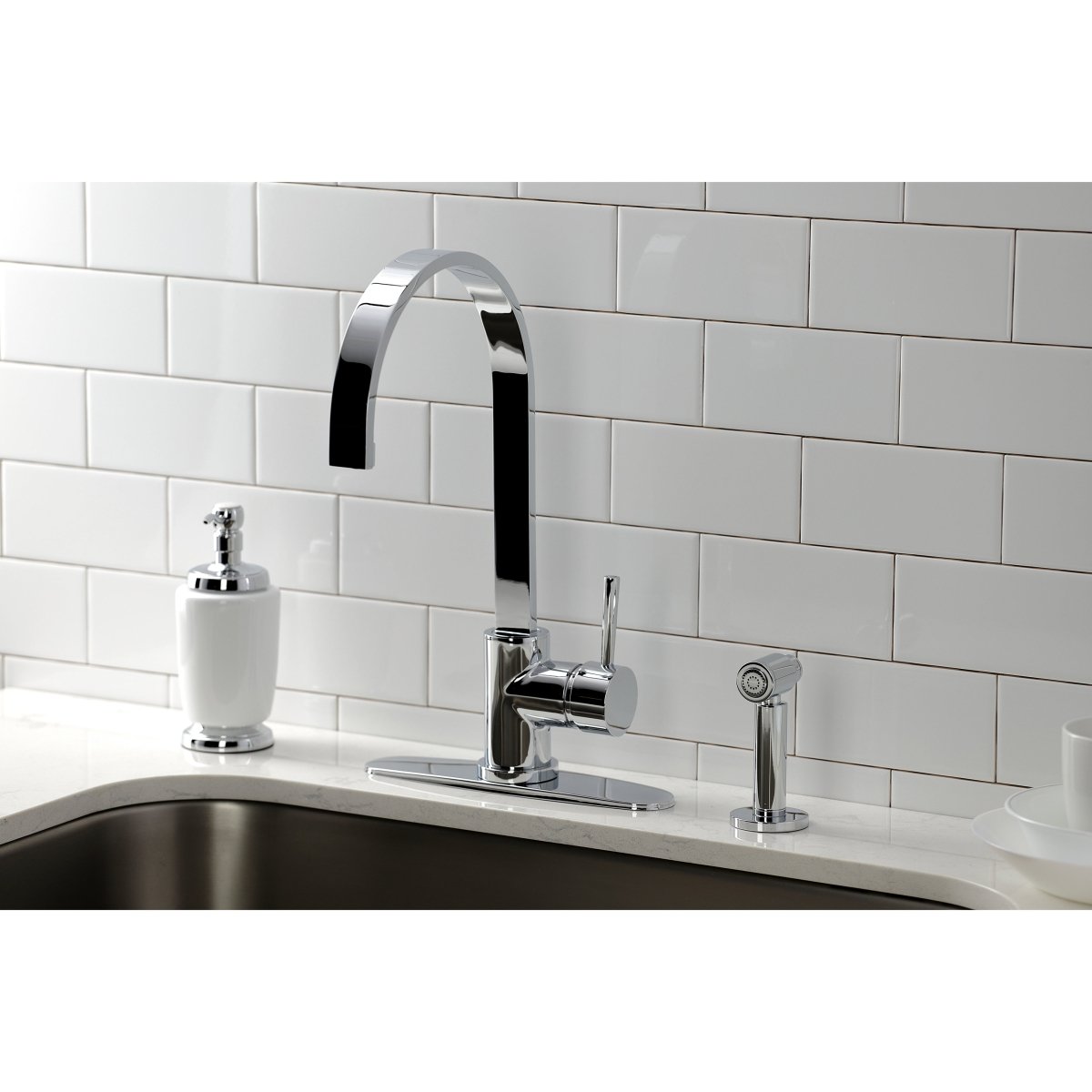 Concord Single Handle Kitchen Faucet With Brass Sprayer - BUILDMYPLACE