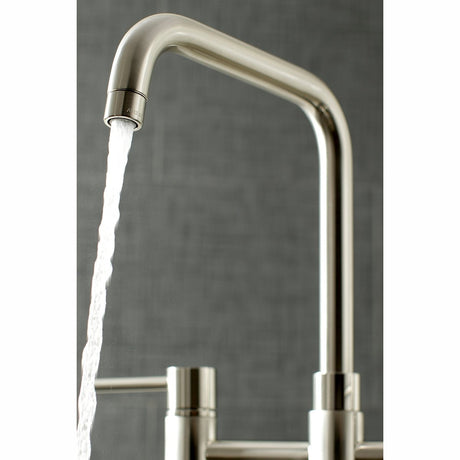 Concord Two Handle Bridge Kitchen Faucet W/ Brass Side Sprayer, Brass & Zinc Alloy Construction - BUILDMYPLACE