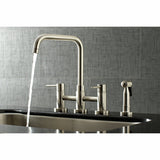 Concord Two Handle Bridge Kitchen Faucet W/ Brass Side Sprayer, Brass & Zinc Alloy Construction - BUILDMYPLACE