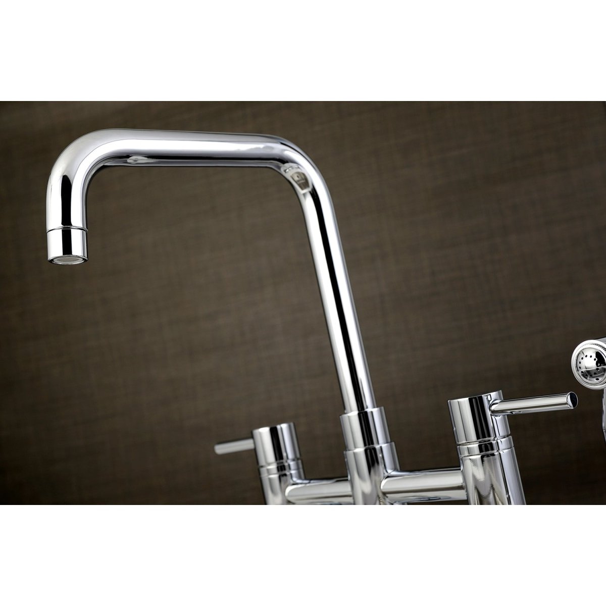 Concord Two Handle Bridge Kitchen Faucet W/ Brass Side Sprayer, Brass & Zinc Alloy Construction - BUILDMYPLACE