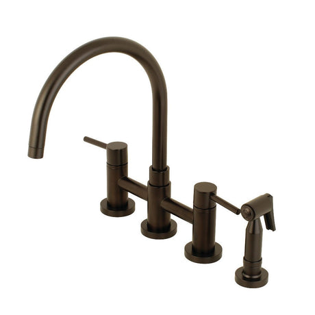 Concord Two Handle Bridge Kitchen Faucet With Brass Side Sprayer - BUILDMYPLACE