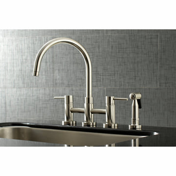 Concord Two Handle Bridge Kitchen Faucet With Brass Side Sprayer