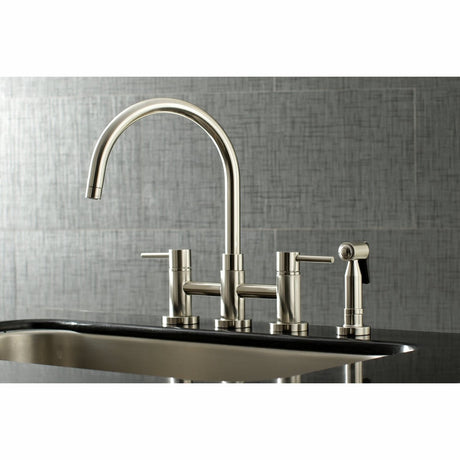 Concord Two Handle Bridge Kitchen Faucet With Brass Side Sprayer - BUILDMYPLACE