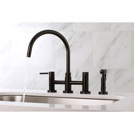 Concord Two Handle Bridge Kitchen Faucet With Brass Side Sprayer - BUILDMYPLACE