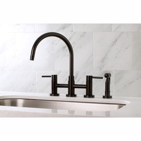 Concord Two Handle Bridge Kitchen Faucet With Brass Side Sprayer - BUILDMYPLACE