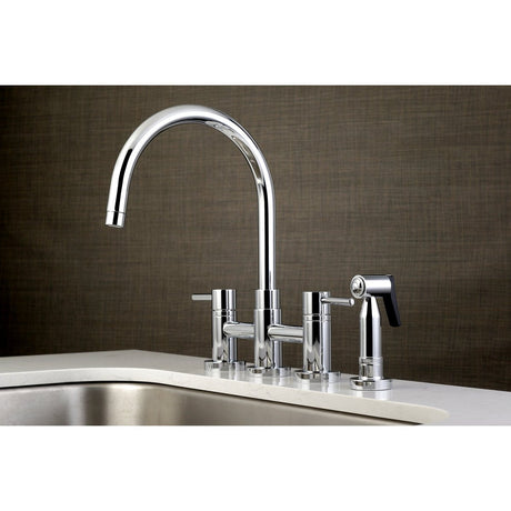 Concord Two Handle Bridge Kitchen Faucet With Brass Side Sprayer - BUILDMYPLACE