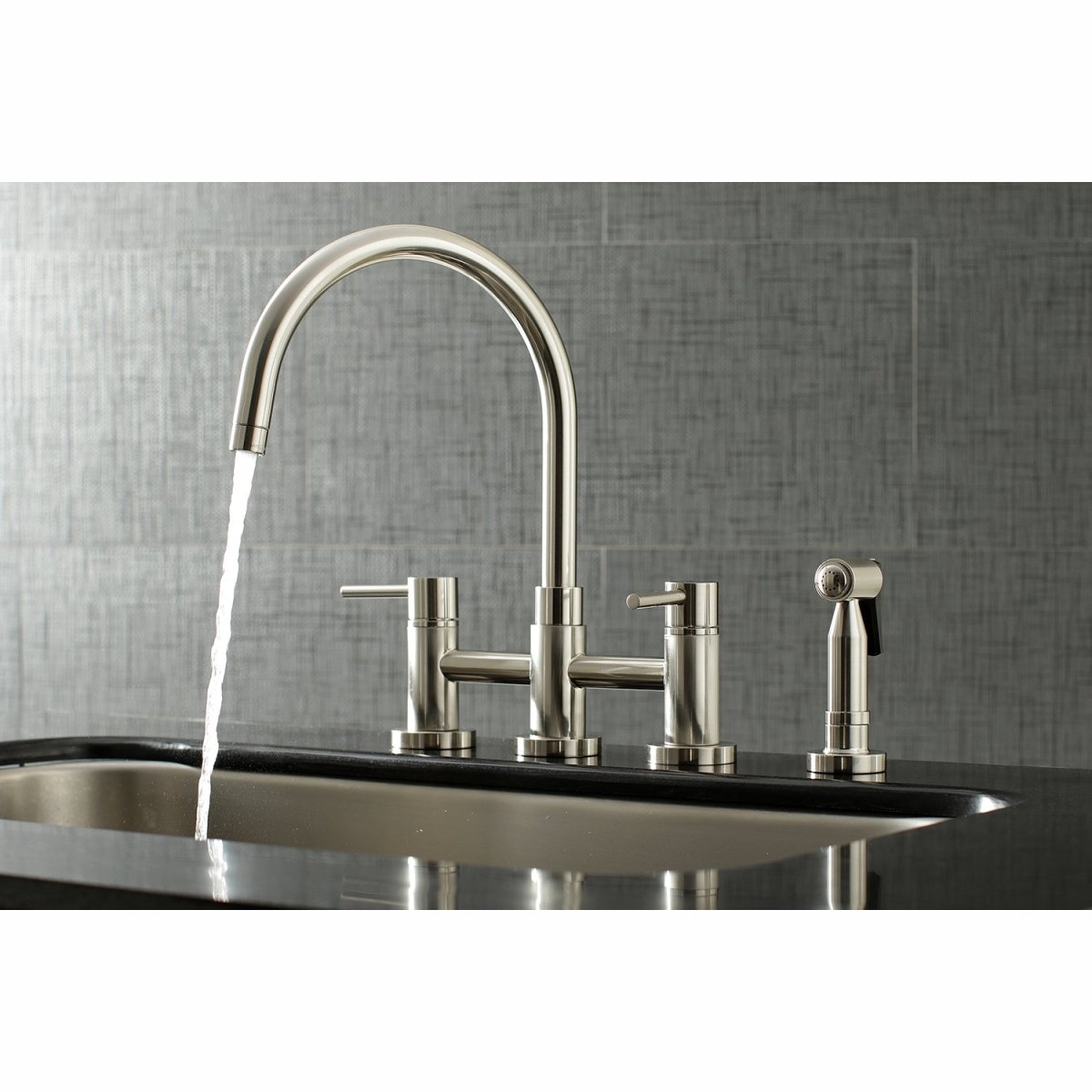 Concord Two Handle Bridge Kitchen Faucet With Brass Side Sprayer - BUILDMYPLACE