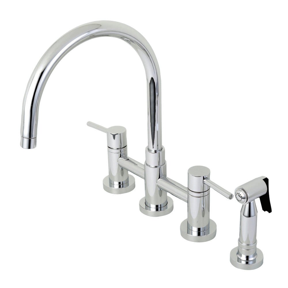 Concord Two Handle Bridge Kitchen Faucet With Brass Side Sprayer - BUILDMYPLACE