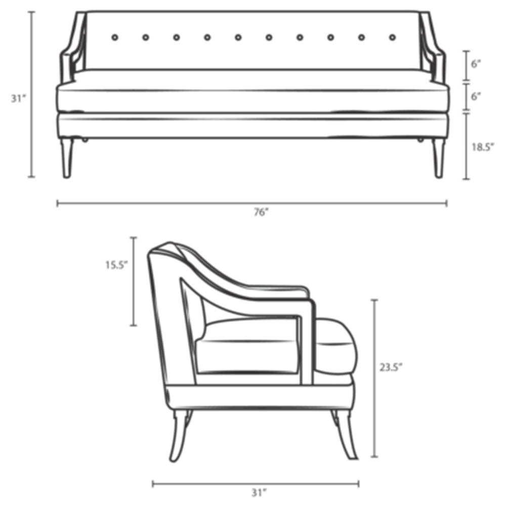 Concur Button Tufted Performance Velvet Sofa - BUILDMYPLACE