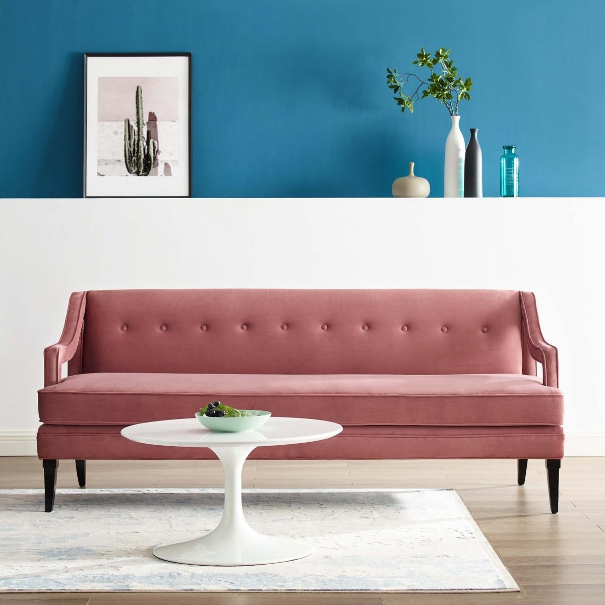 Concur Button Tufted Performance Velvet Sofa - BUILDMYPLACE