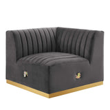 Conjure Channel Tufted Performance Velvet Left Corner Chair - BUILDMYPLACE
