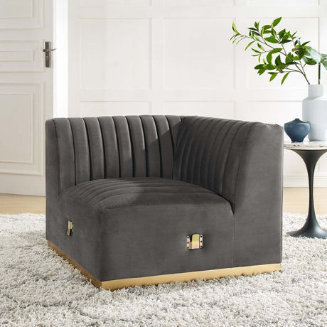 Conjure Channel Tufted Performance Velvet Left Corner Chair - BUILDMYPLACE