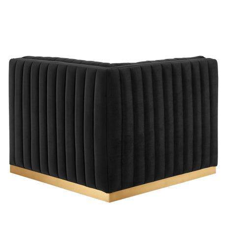 Conjure Channel Tufted Performance Velvet Left Corner Chair - BUILDMYPLACE