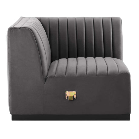 Conjure Channel Tufted Performance Velvet Left Corner Chair - BUILDMYPLACE