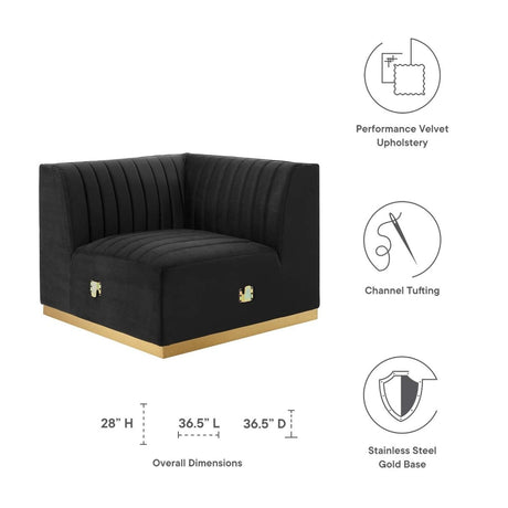 Conjure Channel Tufted Performance Velvet Left Corner Chair - BUILDMYPLACE