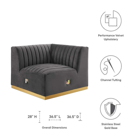 Conjure Channel Tufted Performance Velvet Left Corner Chair - BUILDMYPLACE