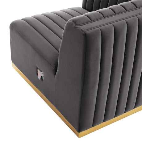 Conjure Channel Tufted Performance Velvet Left Corner Chair - BUILDMYPLACE
