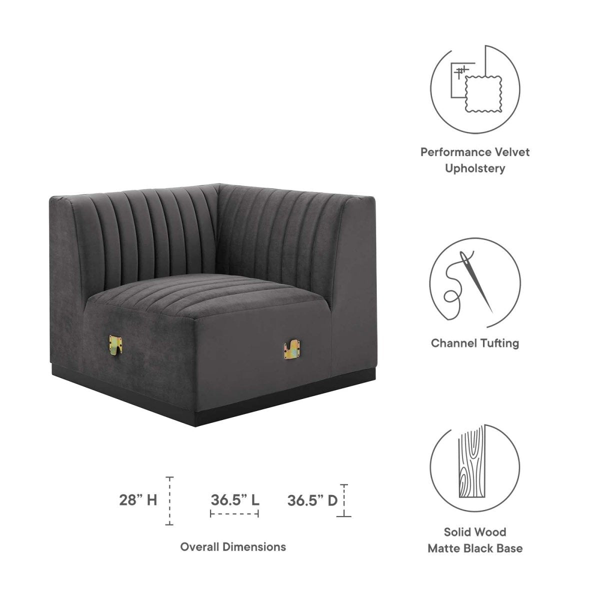 Conjure Channel Tufted Performance Velvet Left Corner Chair - BUILDMYPLACE