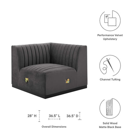 Conjure Channel Tufted Performance Velvet Left Corner Chair - BUILDMYPLACE