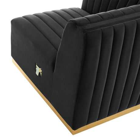 Conjure Channel Tufted Performance Velvet Left Corner Chair - BUILDMYPLACE