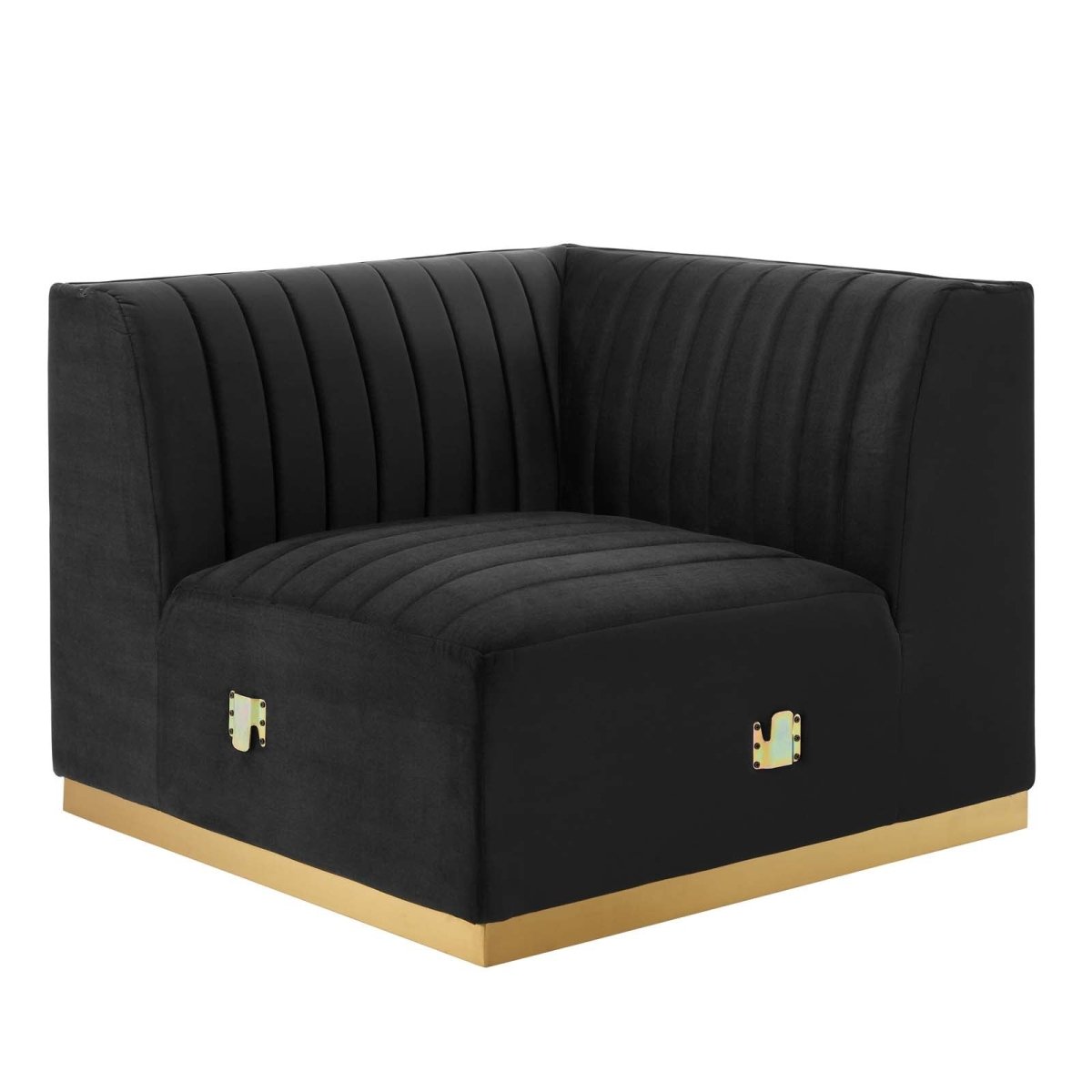 Conjure Channel Tufted Performance Velvet Left Corner Chair - BUILDMYPLACE