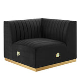 Conjure Channel Tufted Performance Velvet Left Corner Chair - BUILDMYPLACE