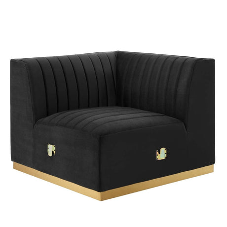 Conjure Channel Tufted Performance Velvet Left Corner Chair - BUILDMYPLACE