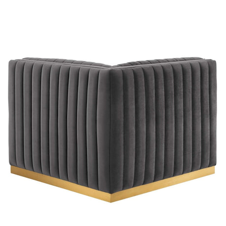 Conjure Channel Tufted Performance Velvet Left Corner Chair - BUILDMYPLACE