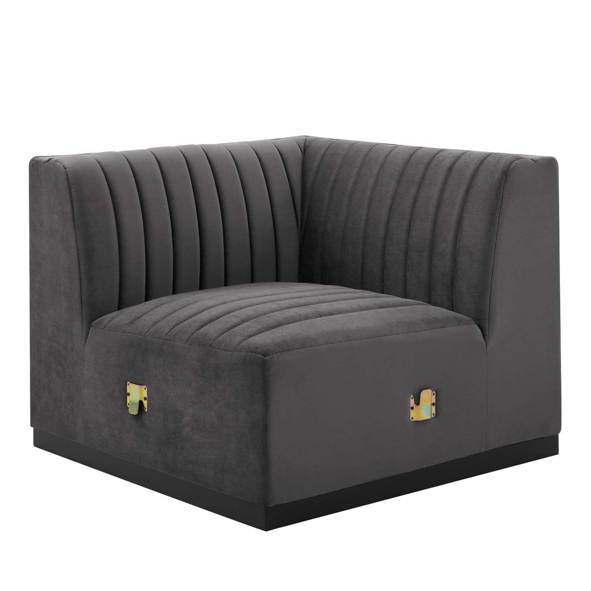 Conjure Channel Tufted Performance Velvet Left Corner Chair - BUILDMYPLACE
